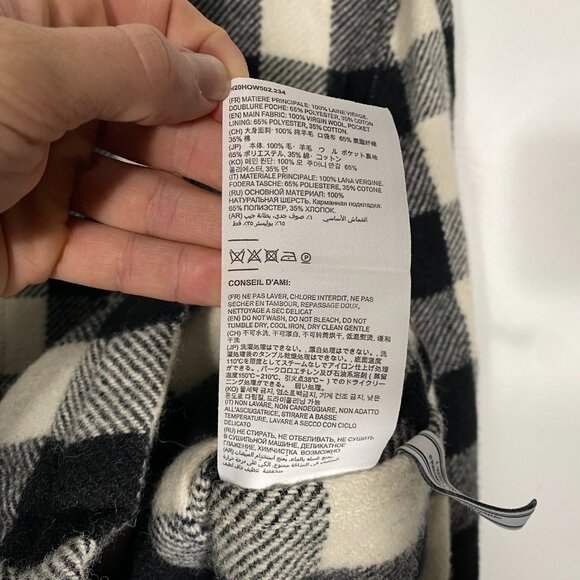 Ami Paris White / Black Overcheck Flannel Shirt Jacket men's size Medium - Picture 6 of 9